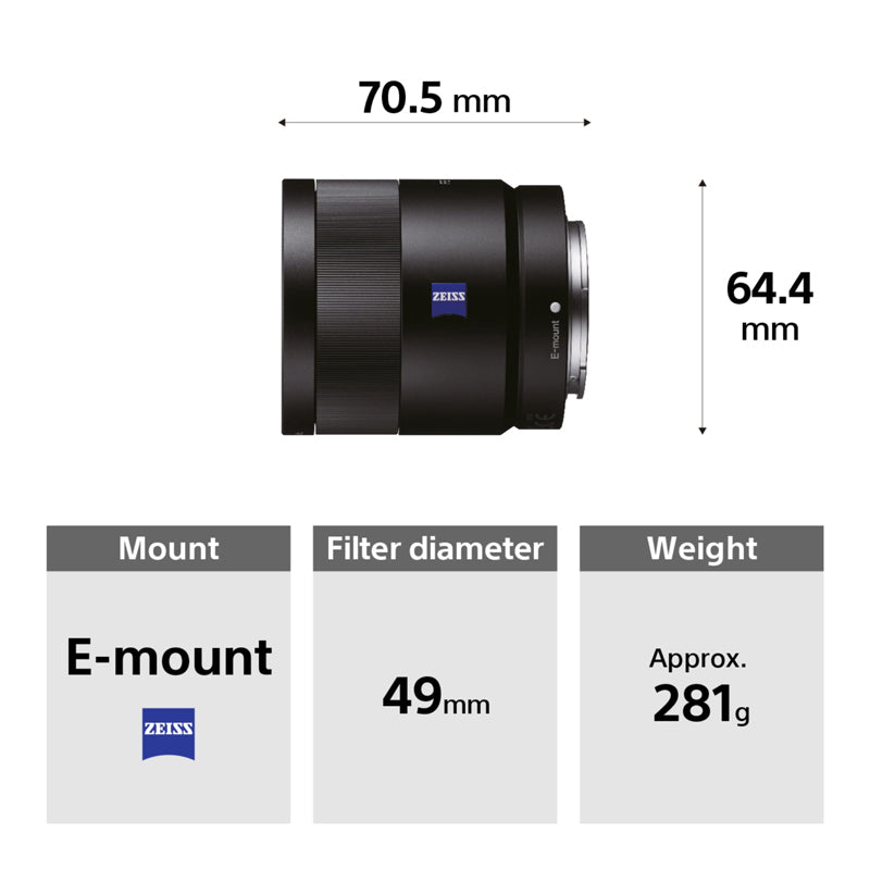 Sony 55mm F1.8 Sonnar T FE ZA Lens