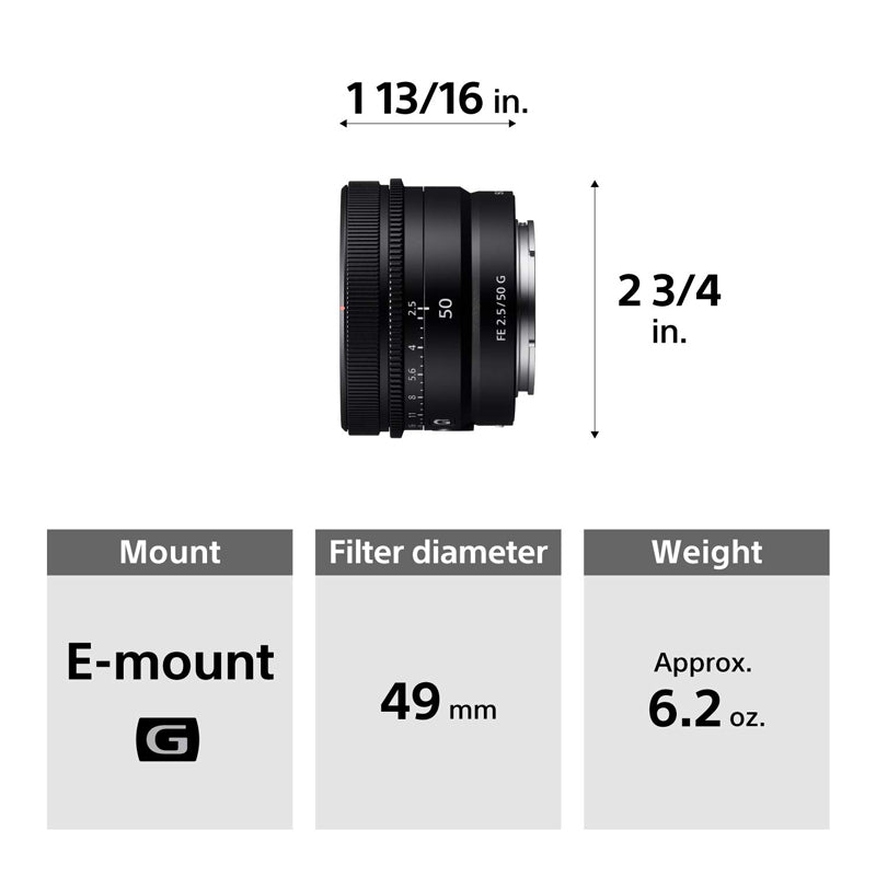 Sony FE 50mm F2.5G lens