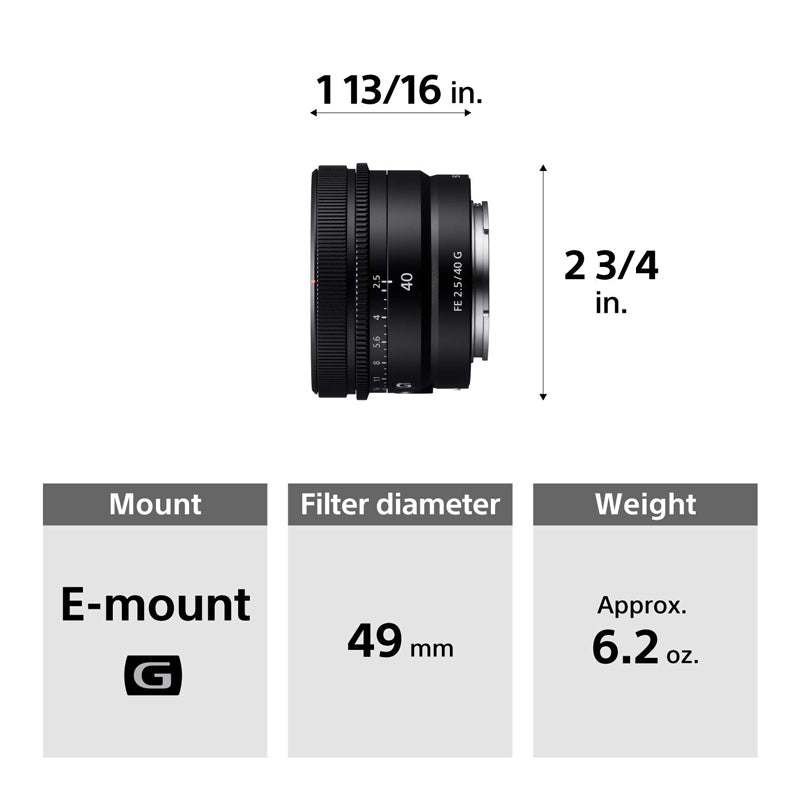 Sony FE 40mm F2.5G Lens